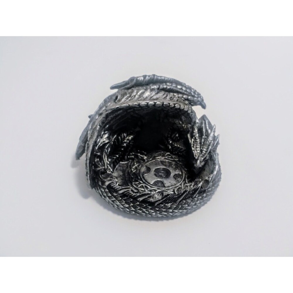 UNBRANDED RESIN TABLETOP COILED SLEEPING DRAGON DICE HOLDER SILVER